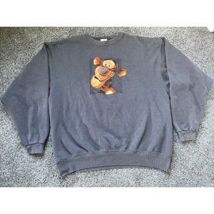 Vintage 90's Mens XL Disney Pooh Tigger Crewneck Sweatshirt Gray USA Made